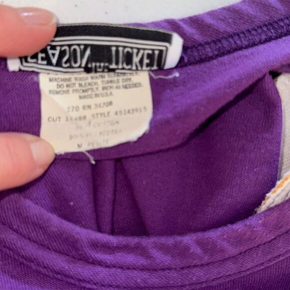 Vintage 80’s Purple Geometric Bold Shoulder T-Shirt Women’s Size MP - Picture 12 of 12